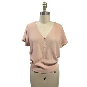 Be Cool Has be Blushing Pink Knit V Neck Sweater Blouse NWT M/L